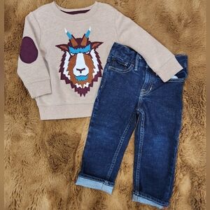 2T Graphic Embroidered Print Sweater